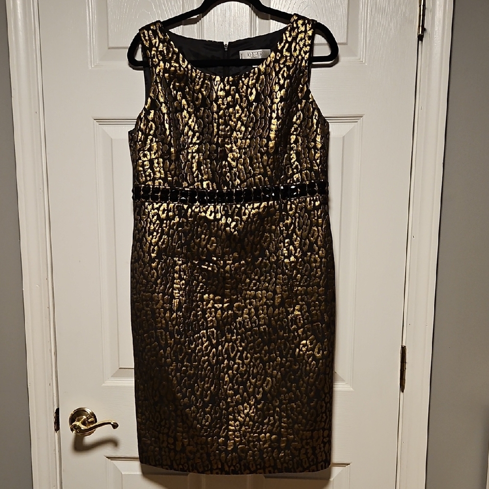 Kasper Gold Metallic Sheath Dress
